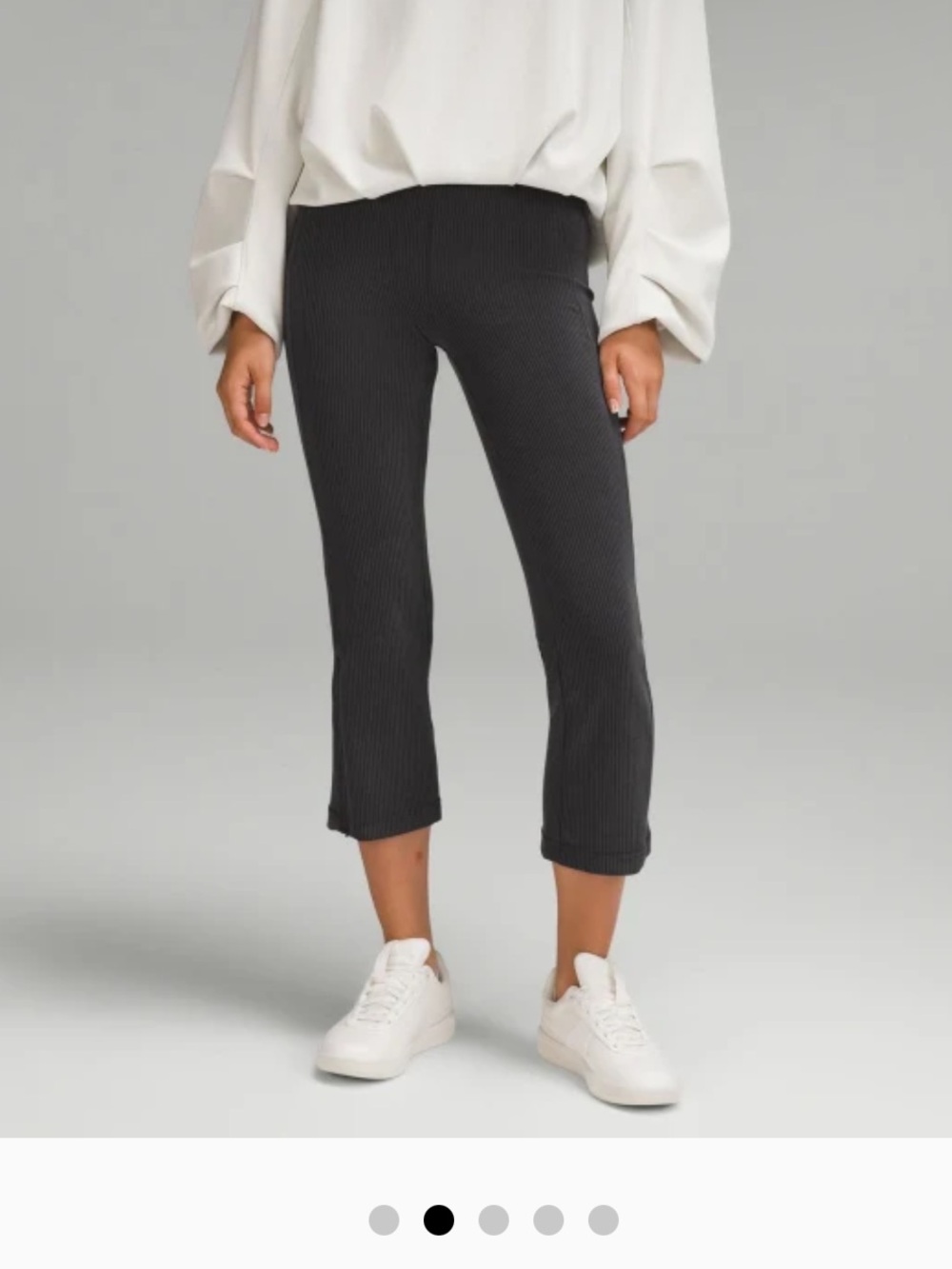 Lululemon Ribbed Softstreme Zip-Leg High-Rise Cropped Pants 25" Black Size 6